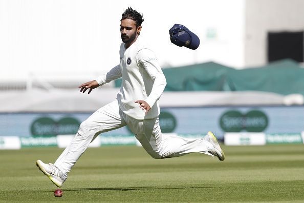 Hanuma Vihari runs for the ball on the first day of the fifth Test cricket match between England and India