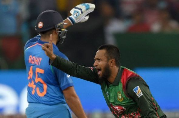 Shakib Al Hasan appealing for a LBW during theri Super Four fixture agaisnt India