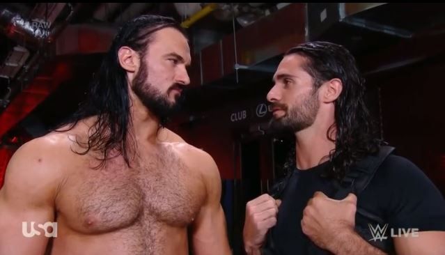 Rollins confronts McIntyre backstage on RAW