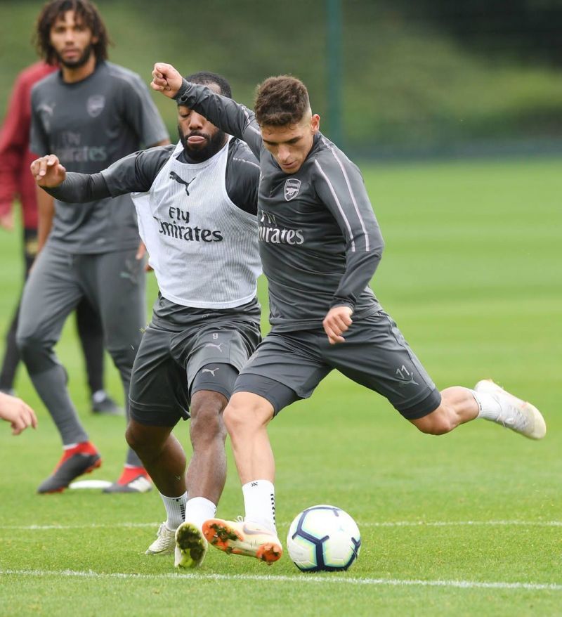 Lucas Torreira in training on Wednesday