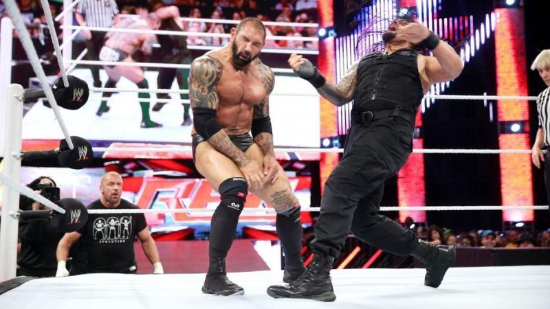 Batista faced Roman Reigns in the ring!