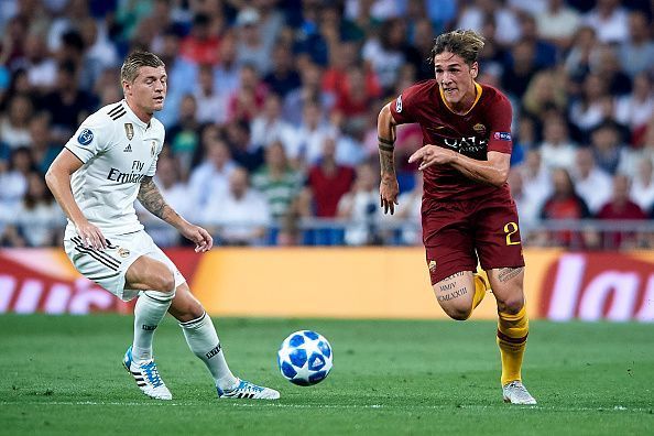 Zaniolo made his senior professional debut for Roma on the night