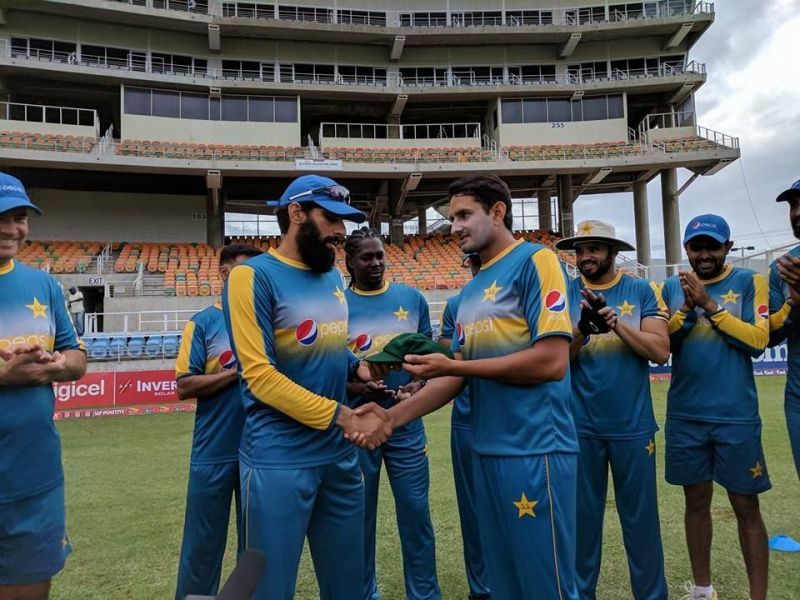 Misbah presenting Abbas his Test cap