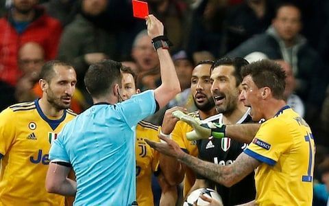 Buffon was sent off by Michael Oliver.