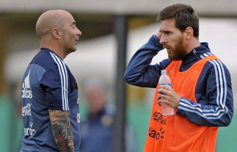 Former Argentina Coach- Jorge Sampaoli along with Lionel Messi