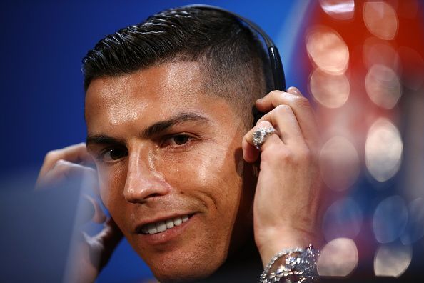 Cristiano Ronaldo at last night&#039;s press conference at Old Trafford