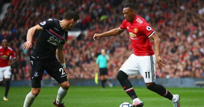 Anthony Martial running at the Crystal Palace defence last season