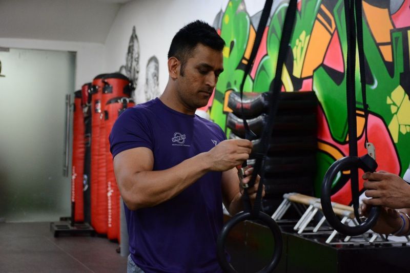 MS Dhoni works out in Sport Fit