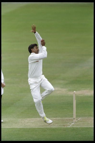 Javagal Srinath of India bowling