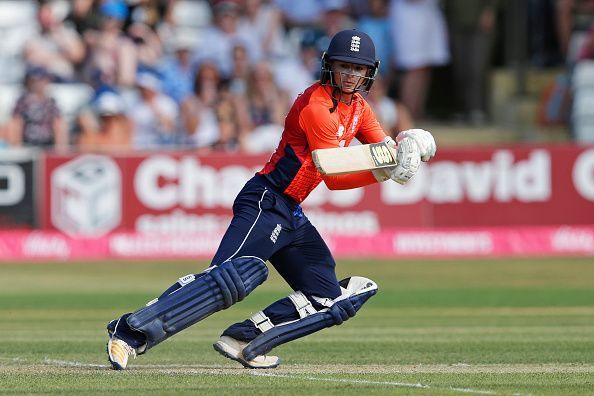 Danielle Wyatt slashes the ball towards the off-side