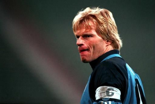 Oliver Kahn was penalized for handling the ball outside the box