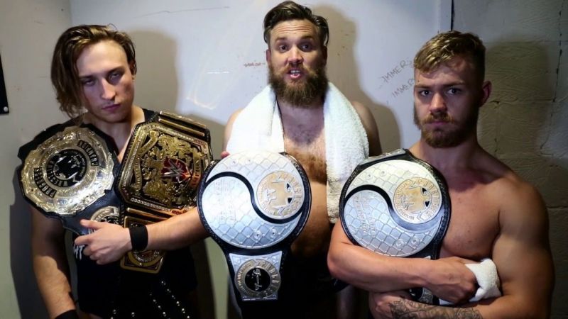 Pete Dunne (left), Trent Seven (middle), Tyler Bate (right)