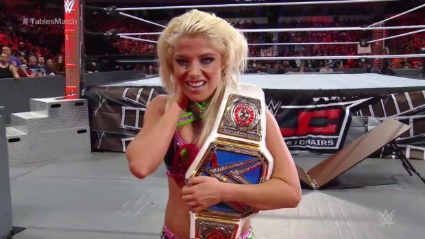 Alexa won her first women&#039;s championship after defeating Becky Lynch in a tables match