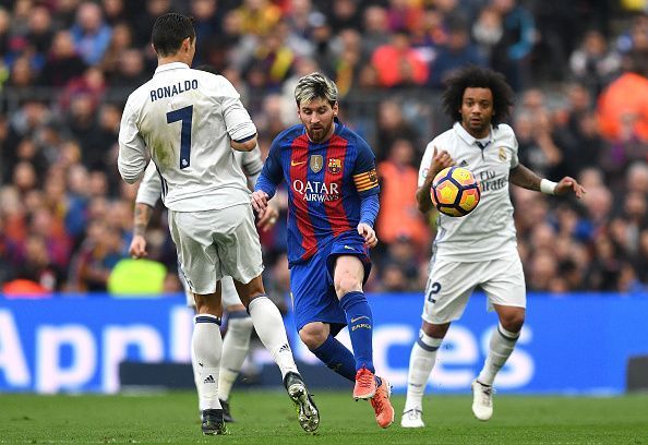 Messi and Ronaldo during an El Clasico match