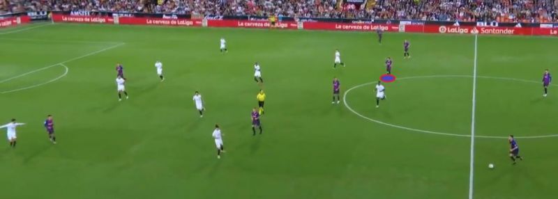 Messi droping deep to help in the organisation