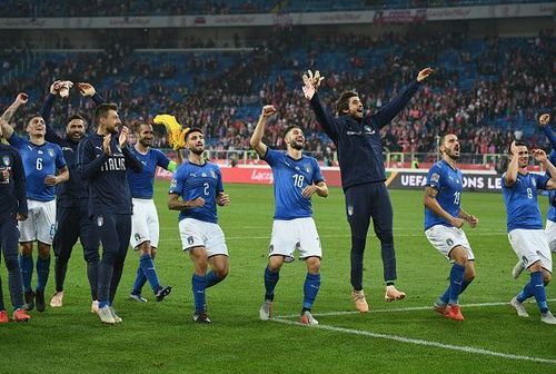 A jubilant Azzurri celebrate