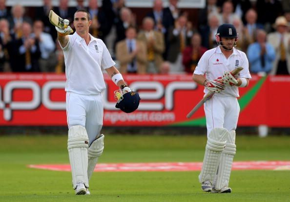 Kevin Pietersen celebrating a Test century against South Africa