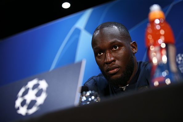 Lukaku at the Manchester United Press Conference before the Juventus game