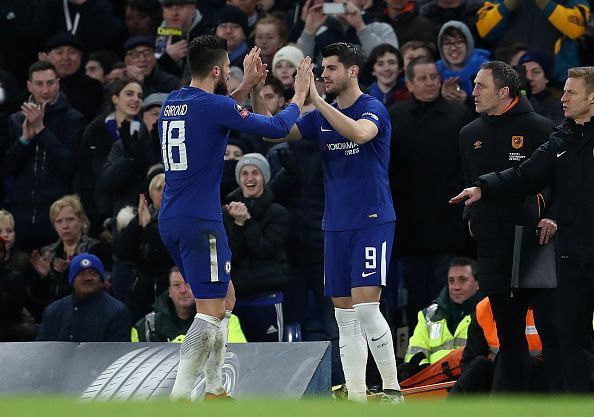 Olivier Giroud and Alvaro Morata have two goals combined in the Premier League this season