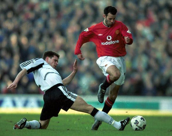 Ryan Giggs in action versus Fulham