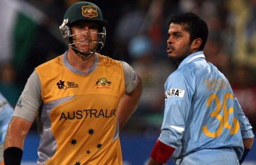 Sreesanth castled Matthew Hayden in a fiery passage of play during the semi-final