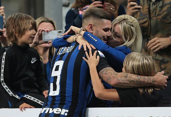 Icardi celebrating his last-gasp winner with his family, is Inter&#039;s chief goal threat