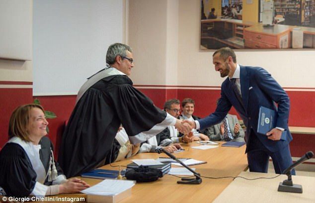 Chiellini receiving his Master&#039;s degree from the University of Turin