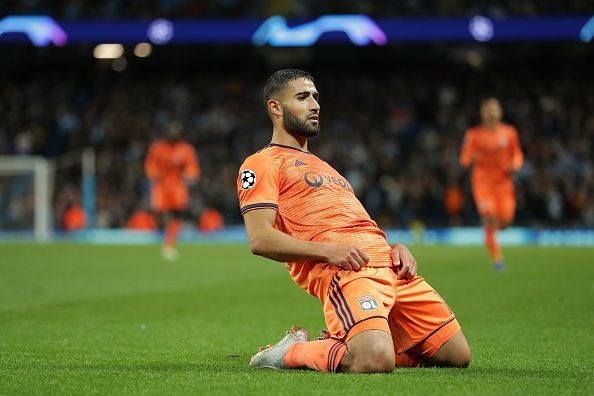 Nabil Fekir celebrates his Champions League goal against Man City