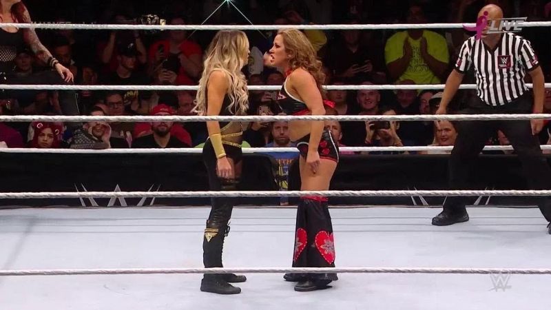 This famous rivalry between Mickie James & Trish Stratus was rekindled at Evolution in a tag team form.