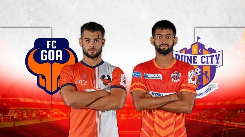 Hugo Boumous of FC Goa and FC Pune City's Nikhil Poojary