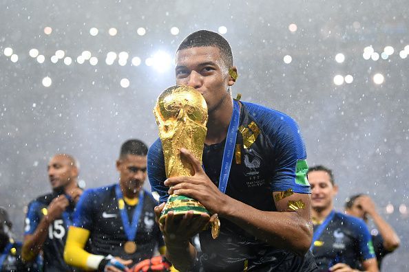Kylian Mbappe after winning the 2018 FIFA World Cup in Russia