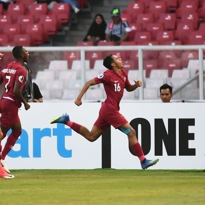 Hashim Ali number 16 from Qatar scored the opening goal (Image Courtesy: AFC)