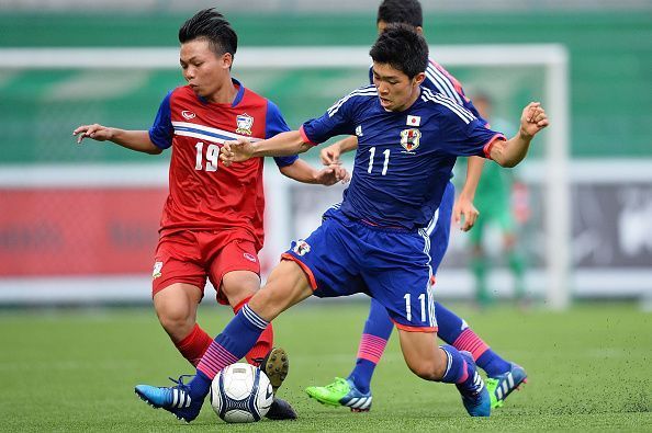 Number 11 Taisei Miyashiro of Japan scored a brace against Thailand