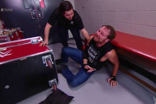 Ambrose was attacked by Samoa Joe and The Bar