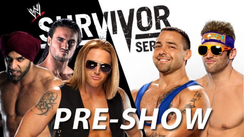 3MB (Heath Slater, Drew McIntyre & Jinder Mahal) vs Santino Marella & Zack Ryder