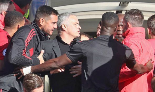 Mourinho was involved in a touchline bust-up with members of Chelsea&#039;s coaching staff