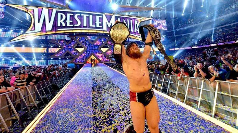 Daniel Bryan celebrates after winning the WWE World Heavyweight Championship at WrestleMania 30.