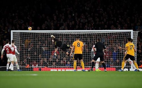 Bernd Leno makes a flying save against