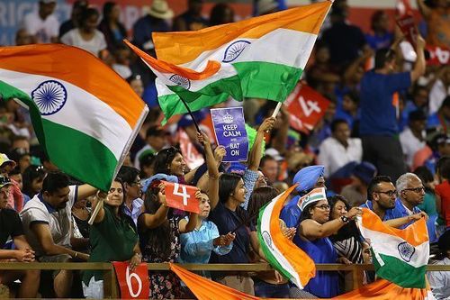 The fans cheering on the Indian team