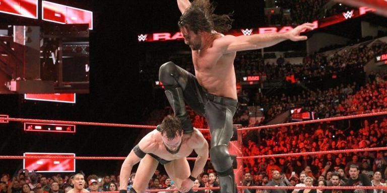 Rollins uses the Curb-Stomp in 2018, on Finn Balor