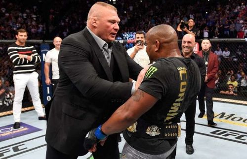 Brock Lesnar shoves new UFC Heavyweight Champion Daniel Cormier at UFC 226