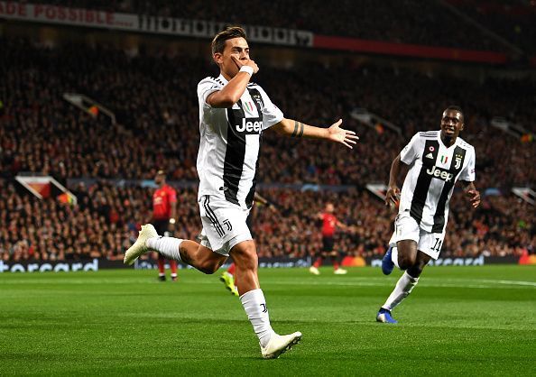 Paulo Dybala scored from Cristiano&#039;s cross from the wing against Manchester United in the UEFA Champions League