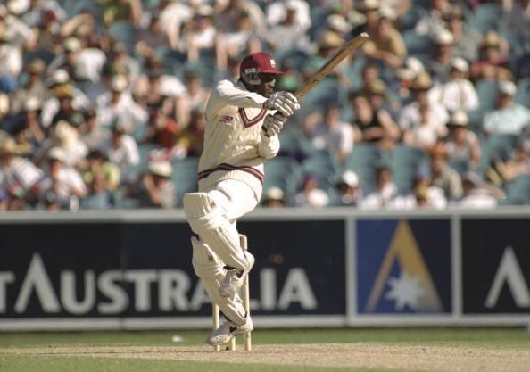 Carl Hooper of the West Indies in action b