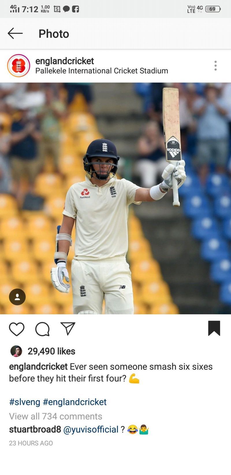 Â This saucy comment by Stuart Broad has received over 5.1k likes and 600+ replies till now.