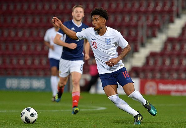 Reiss Nelson on duty for England, is currently playing club football in Germany