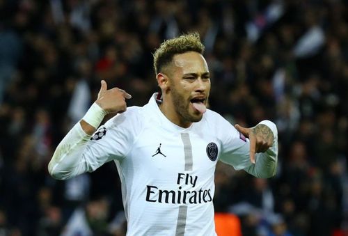 Neymar Jr. after scoring the goal against Liverpool.