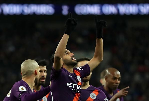 Mahrez after scoring against Tottenham - Premier League