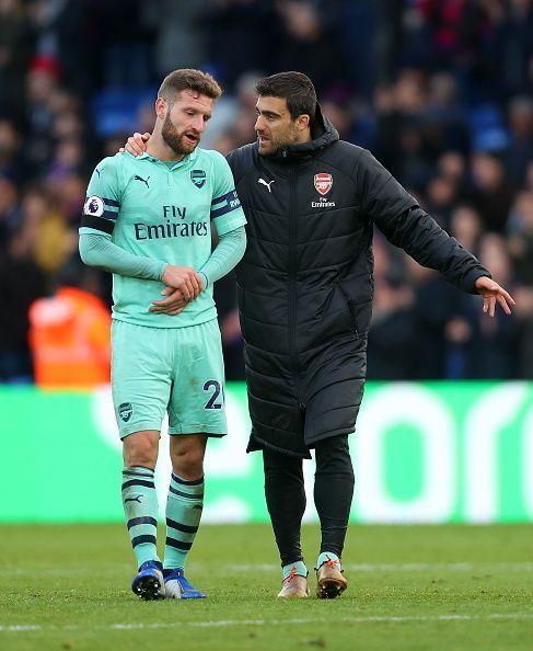 Mustafi and Sokratis engaged in a somewhat lengthy discussion after the draw at Crystal Palace this season