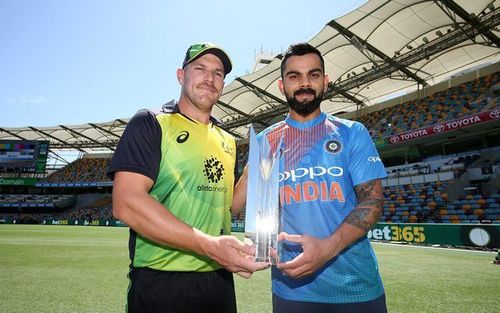 Aaron Finch with Virat Kohli