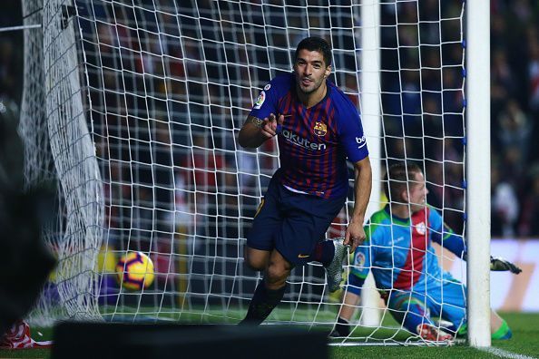 Suarez celebrated after scoring the winner